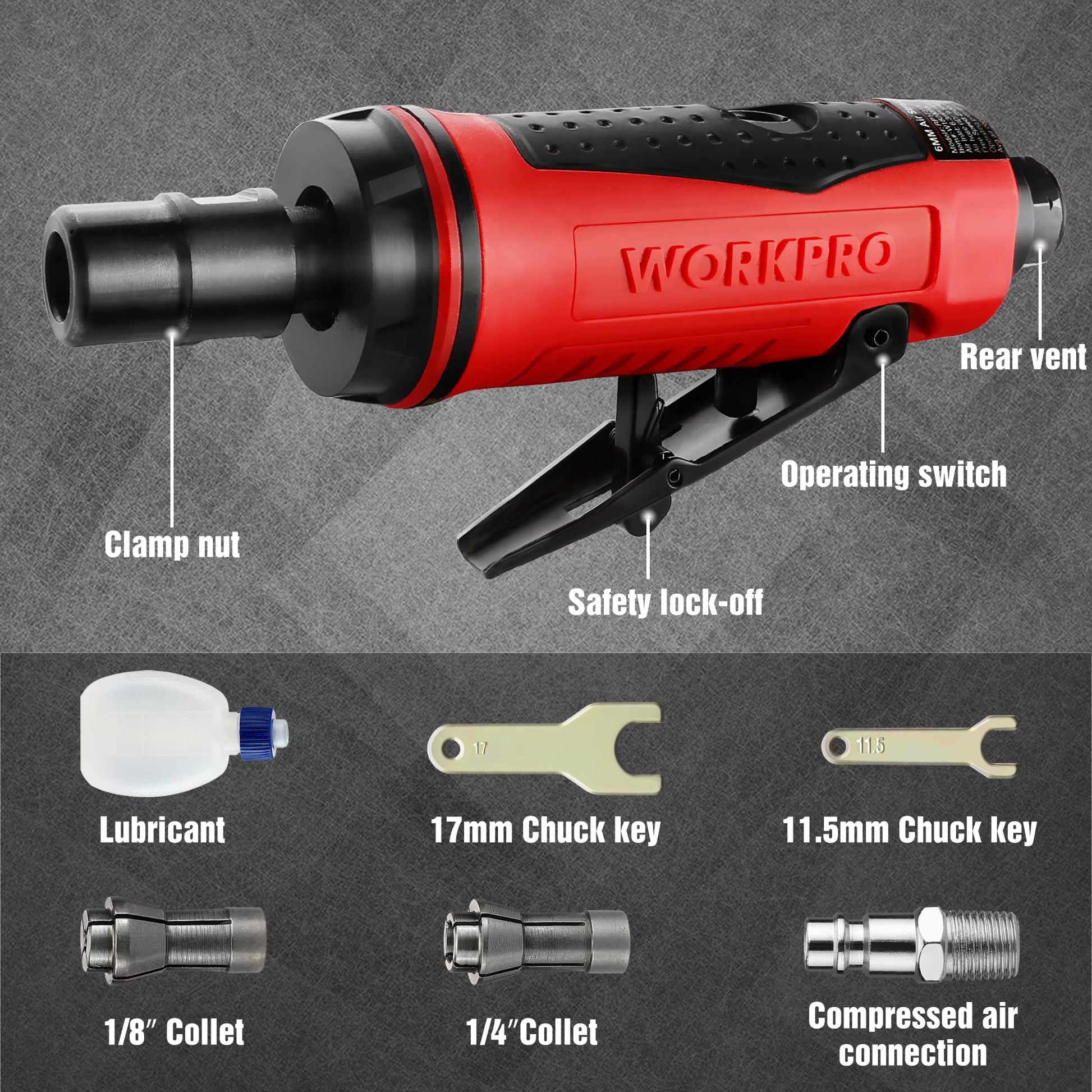 WORKPRO 1/4 Pneumatic Die Grinder