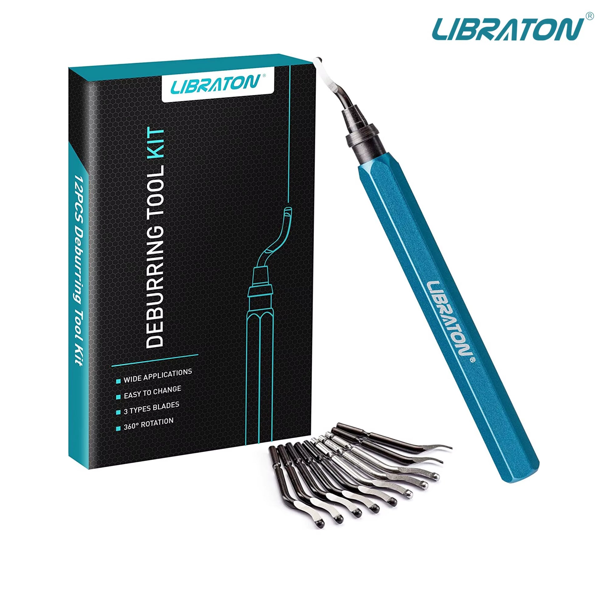 LIBRATON 12 Piece 360 Degree Deburring Kit