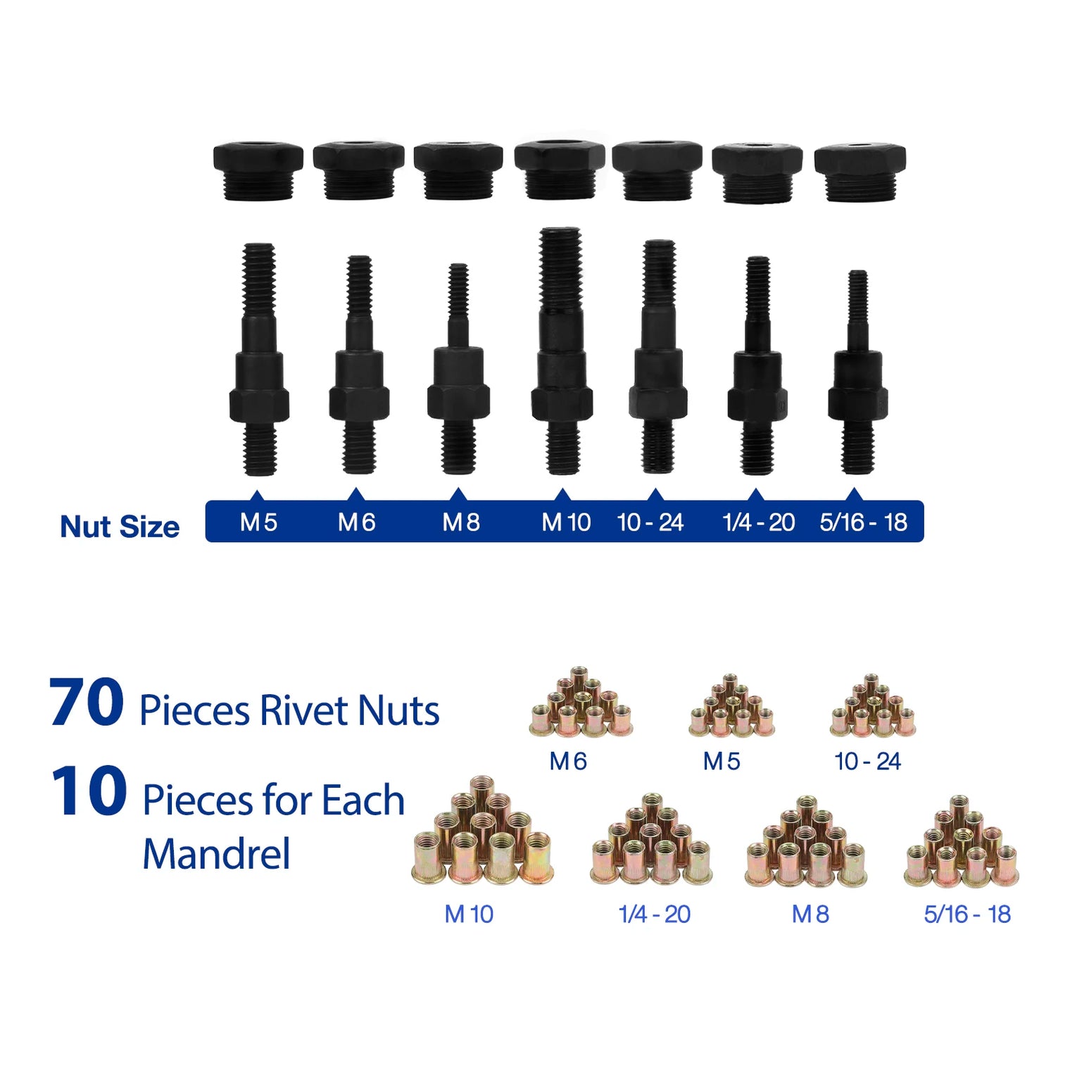 WORKPRO 70 Piece 15" Rivet Nut Setter Kit