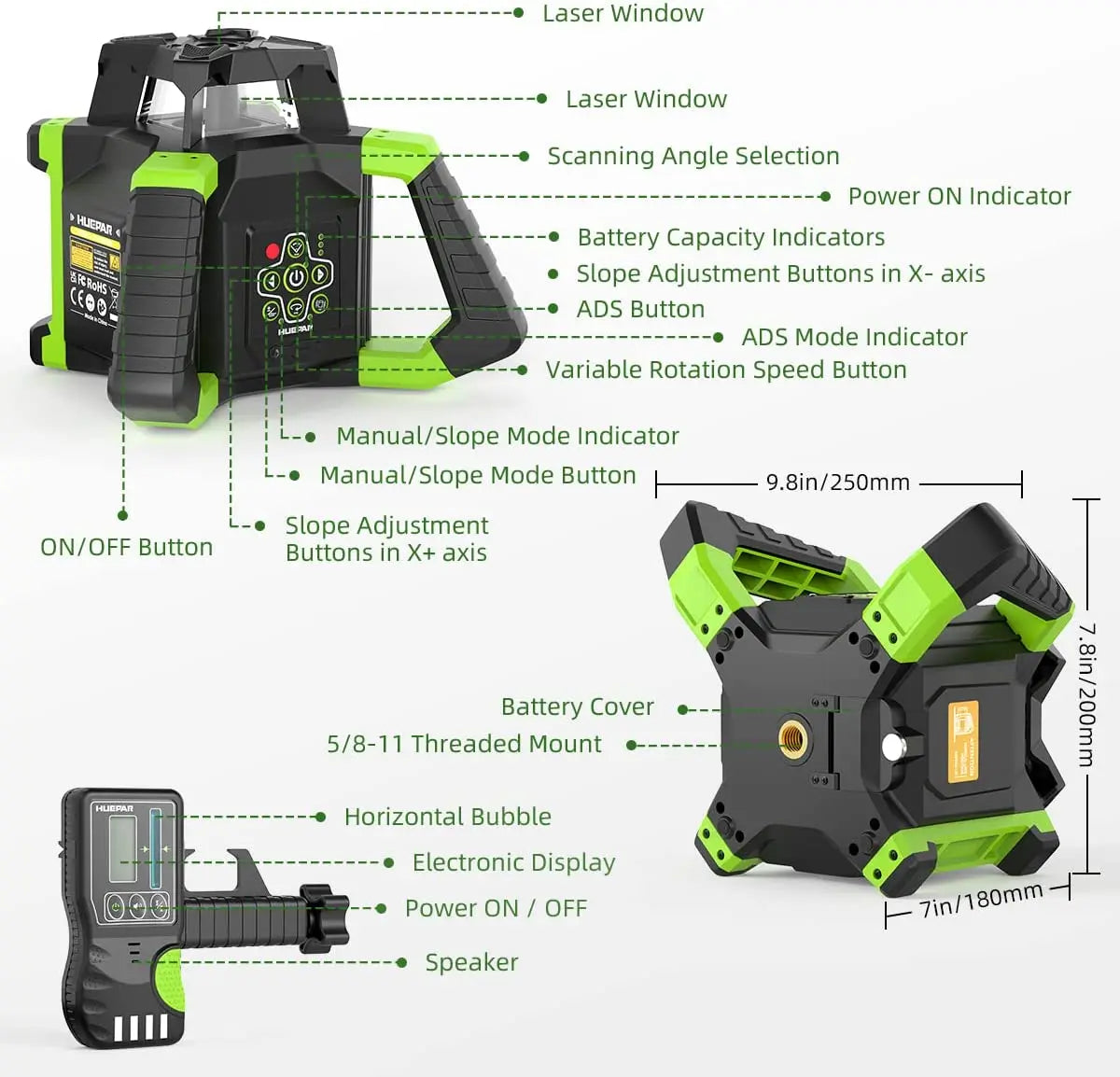 Huepar Green Beam Rotary Laser Level