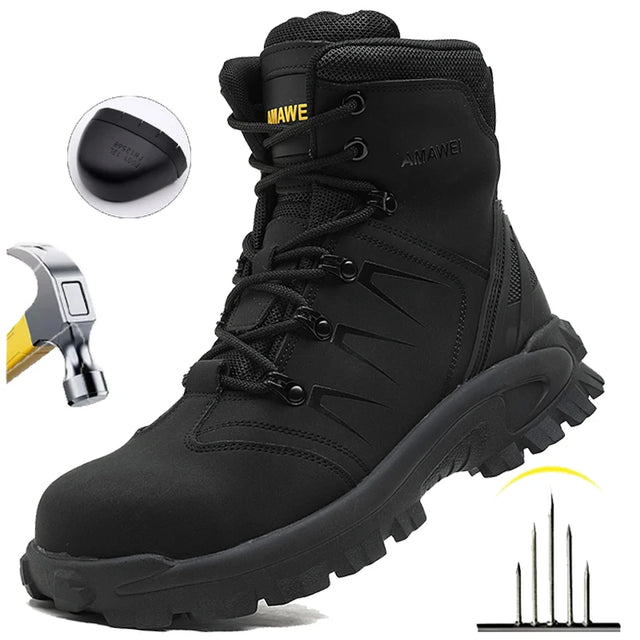 AMAWEI Steel Toe Work Boots