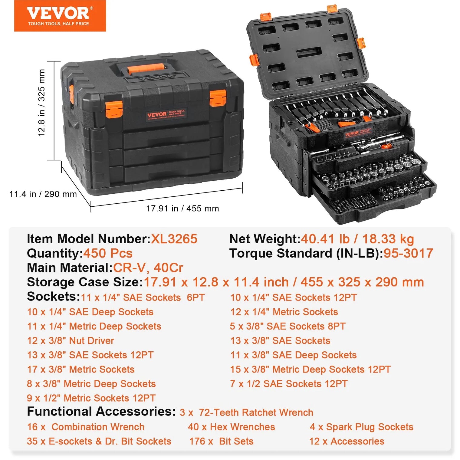 450 Piece Vevor Mechanics Toolkit