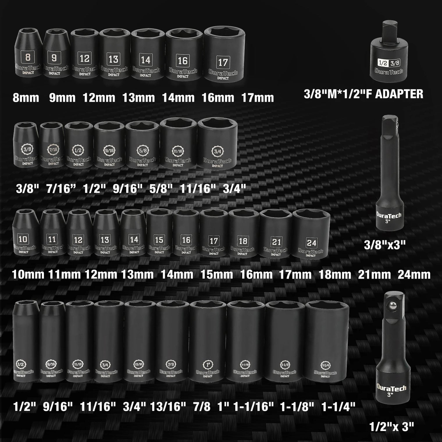 DURATECH 38 Piece Impact Socket Set