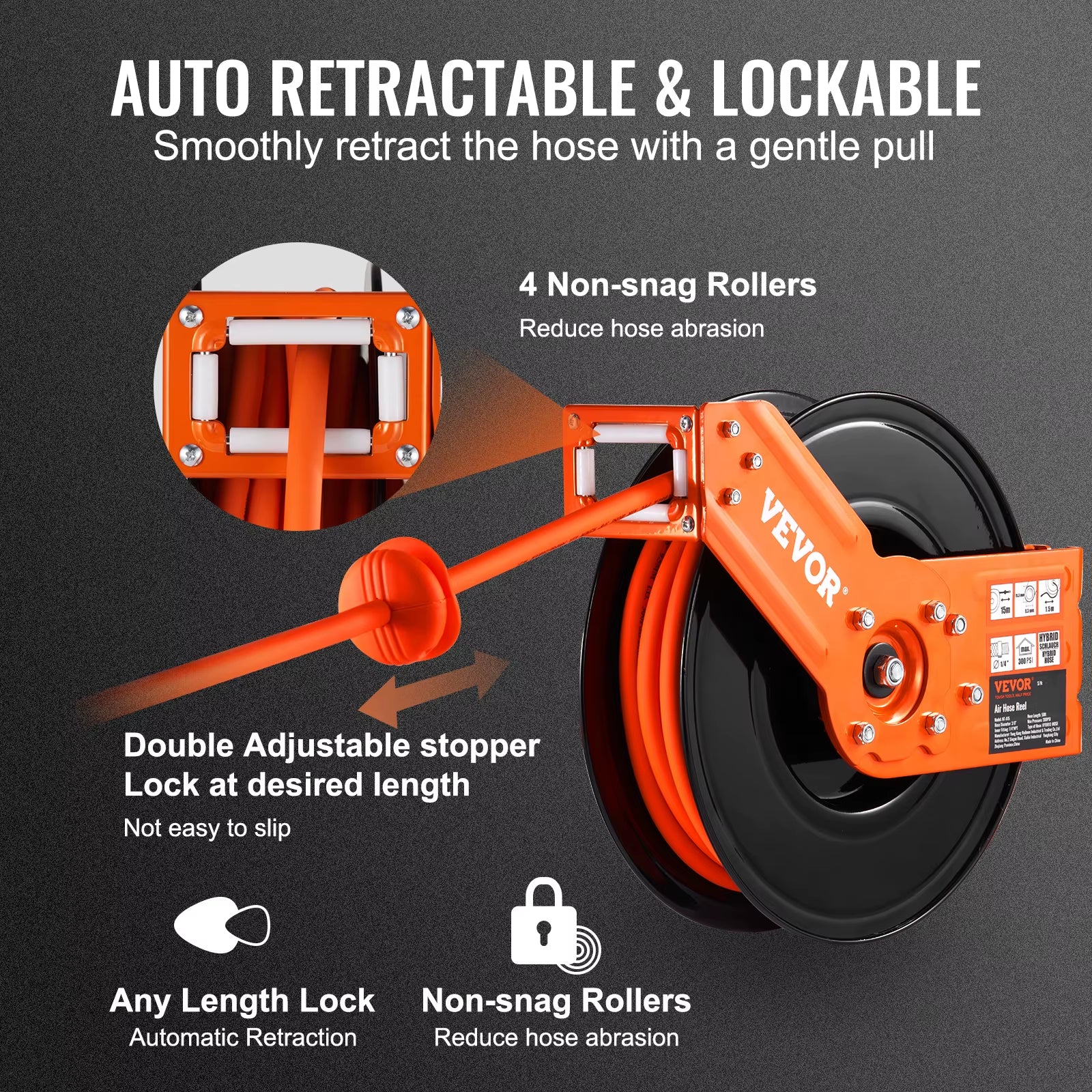 VEVOR 15M Retractable Air Hose Reel 