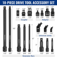WORKPRO 18 Piece Socket Accessory Set 