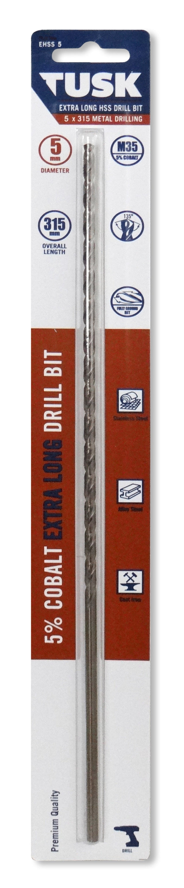 TUSK Tools Extra Long Cobalt Drill Bit - 315mm Long