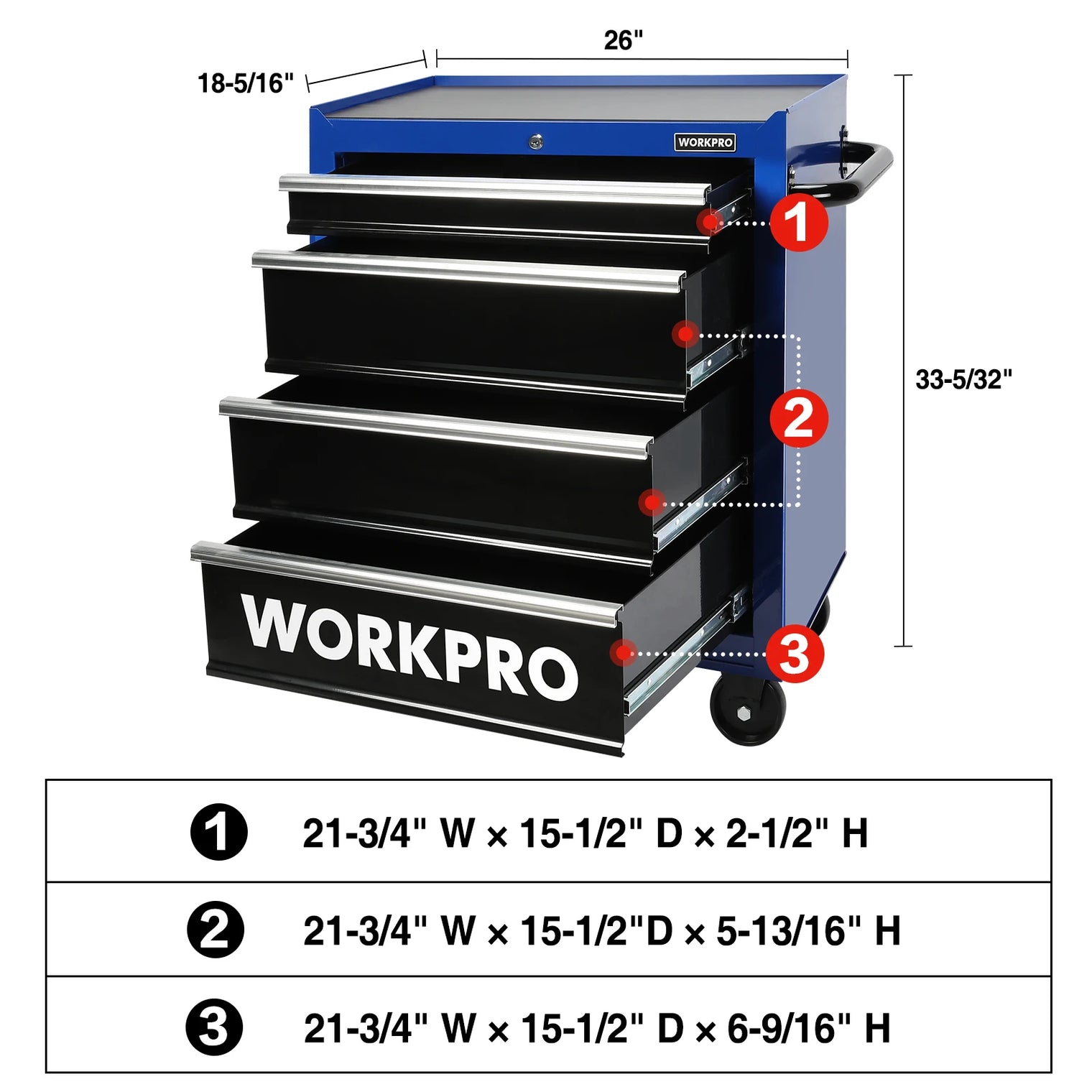 WORKPRO 4 Drawer Rolling Tool Chest