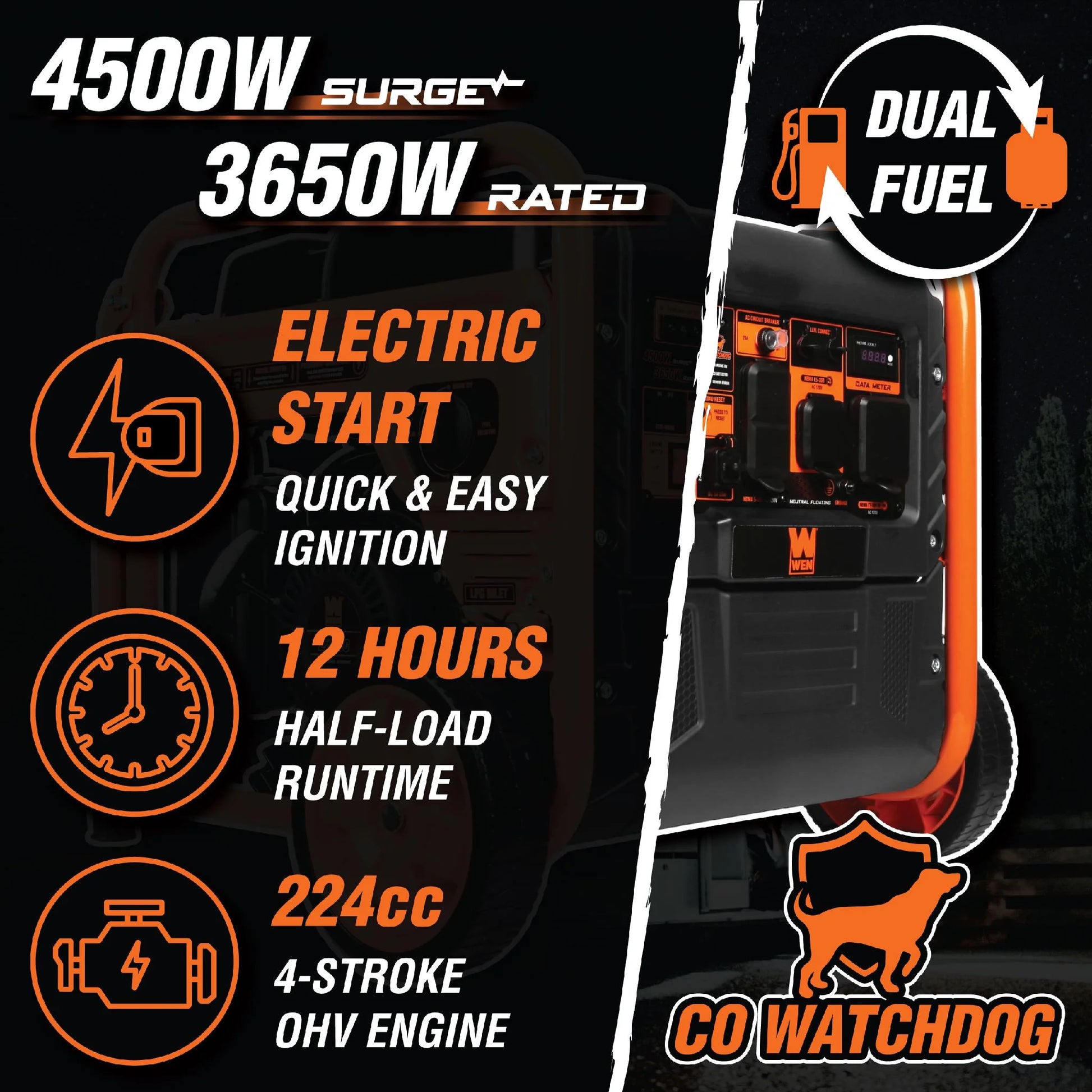WEN 4500 Watt Dual Fuel Generator